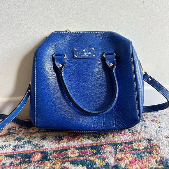 Kate Spade Alessa Satchel purse bag in blue with removable strap - Picture 2 of 9